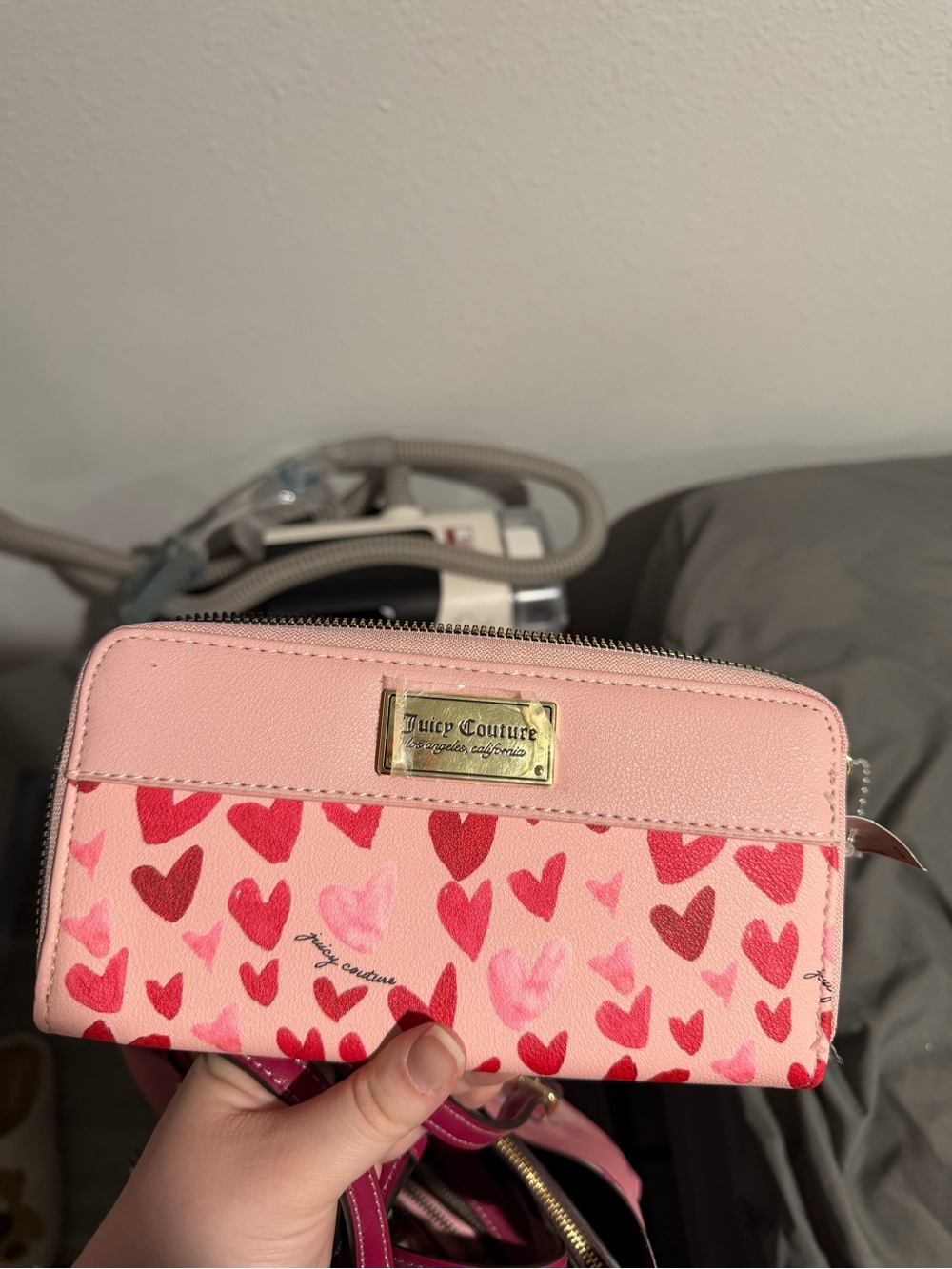 Juicy Couture Pink Heart Print Zip-Around Wallet